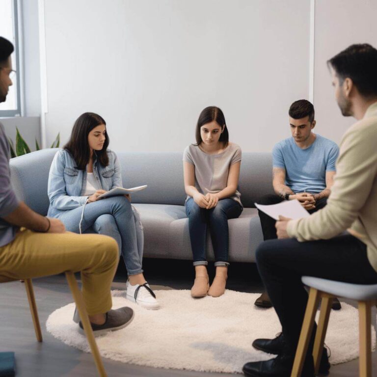 Group counseling session supporting individuals through recovery