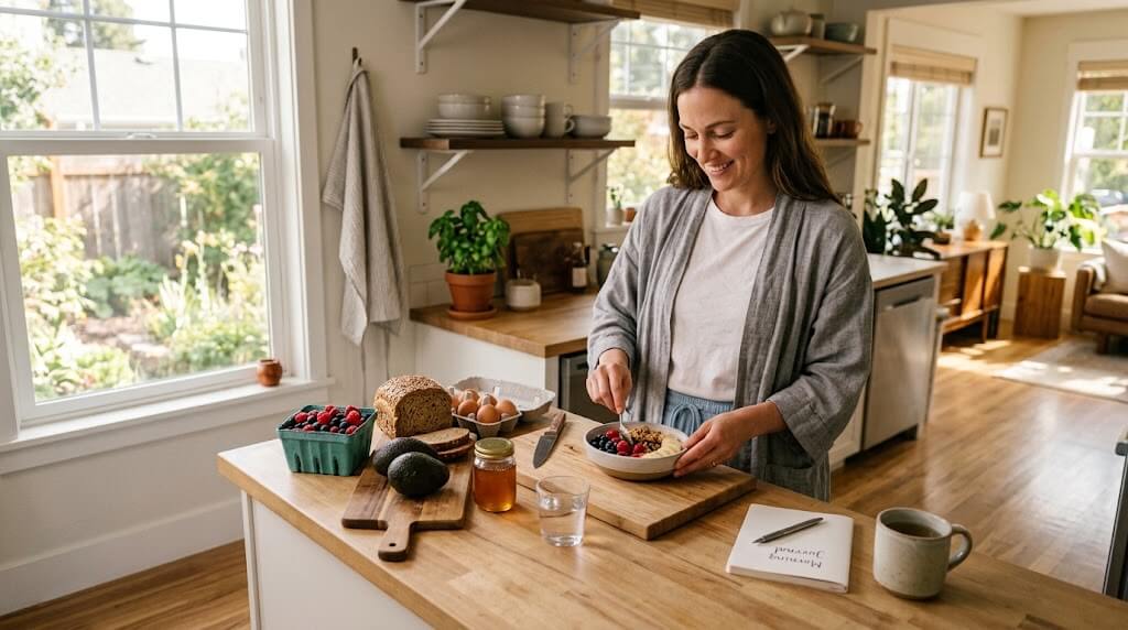 Woman preparing a healthy breakfast at home