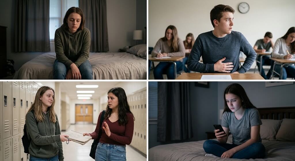 Teens showing signs of emotional distress, anxiety, isolation, and withdrawal.